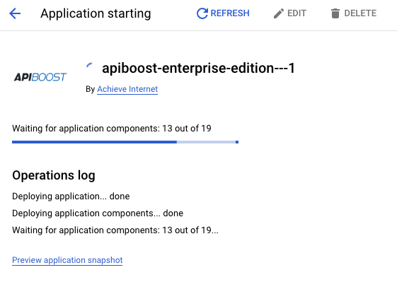 Screenshot of the Apiboost installation progress dialog.