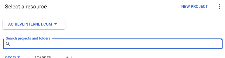 Screenshot of the project selector dialog.