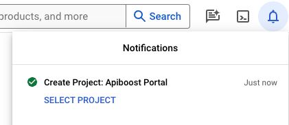 Screenshot of the project creation complete notification.