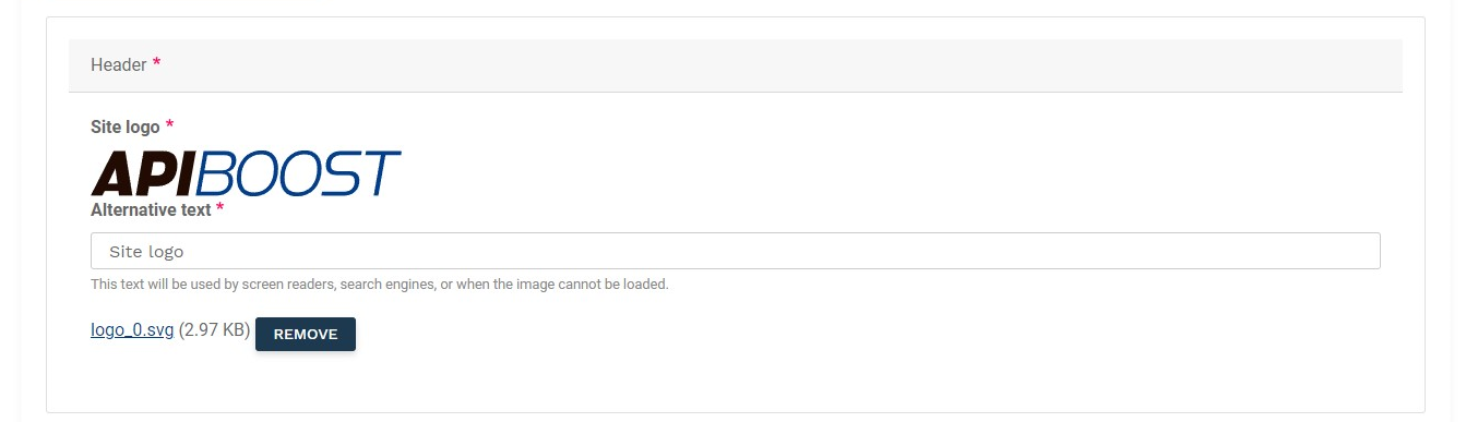 Site Logo & Alt Text Settings